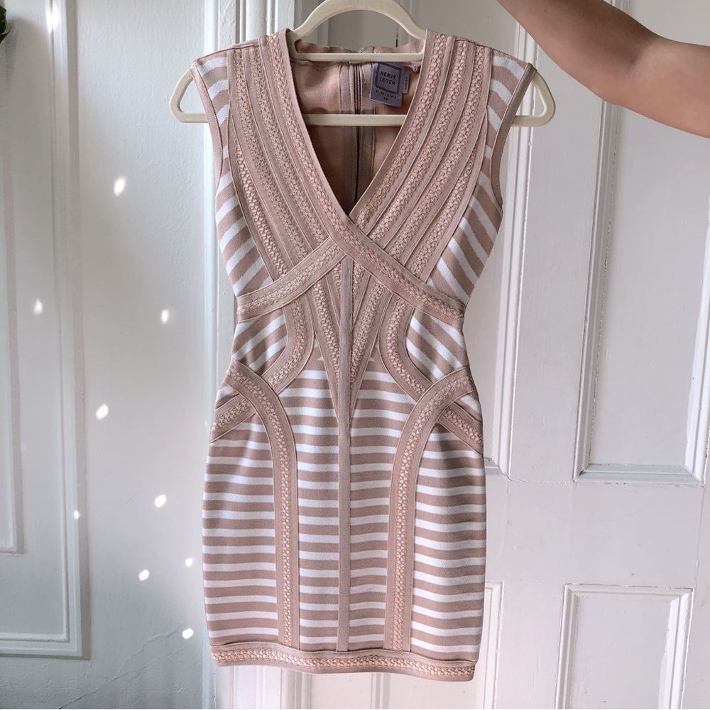 Herve Leger - Katina Striped Lacing Bandage Dress - XS